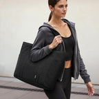 Everfun Large Tote Bag for Women, Ultra Soft Gym Tote, Everyday Yoga Washable Bag with Zipper, Travel, Beach, Laptop Work