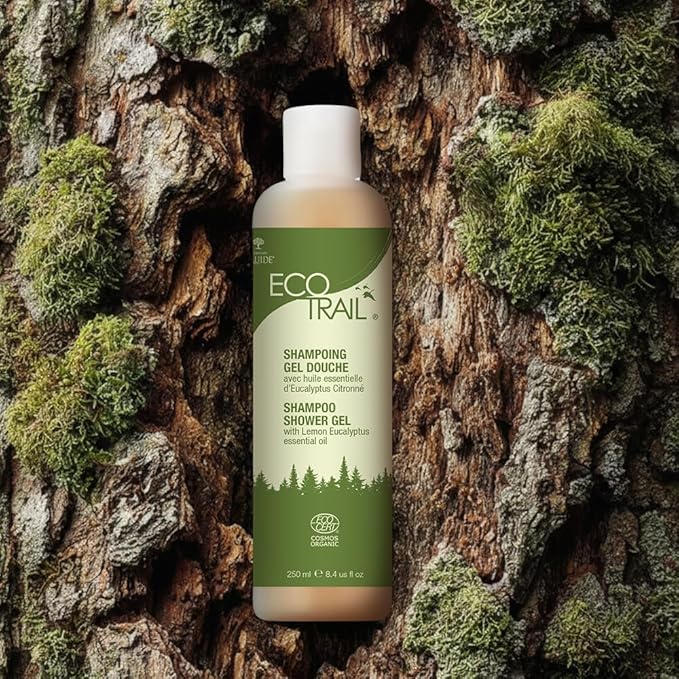 Ecotrail Shampoo & Shower Gel for Women & Men Care Bath – 3-in-1 Face, Body & Hair Shampoo ,Care Bath Certified Organic, Ecological Cleansing Gel – 250 ml (8.4oz) bottle Lemon Eucalyptus