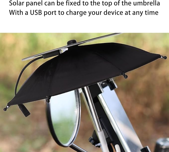 Topyond Phone Umbrella, 10W Solar Charger Sun Shade for Cell Phones, Suction Cup Stand, Outdoor Anti-Glare Protection, for Beach Travel and Outdoor Enthusiasts