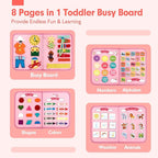 hahaland Toddler Busy Board Montessori Toys for 3 Year Old Girl Gifts, Educational Learning Toys with Life Skills, Alphabet, Number, Shape, Color, Car Ride Airplane Travel Toy Toddlers Girls Busy Book