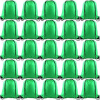 PLULON 25 Pcs Green Drawstring Backpack Bags Bulk String Backpack Cinch Sack Pull Sport Gym Backpack Bags for Yoga Traveling Outdoor Sports