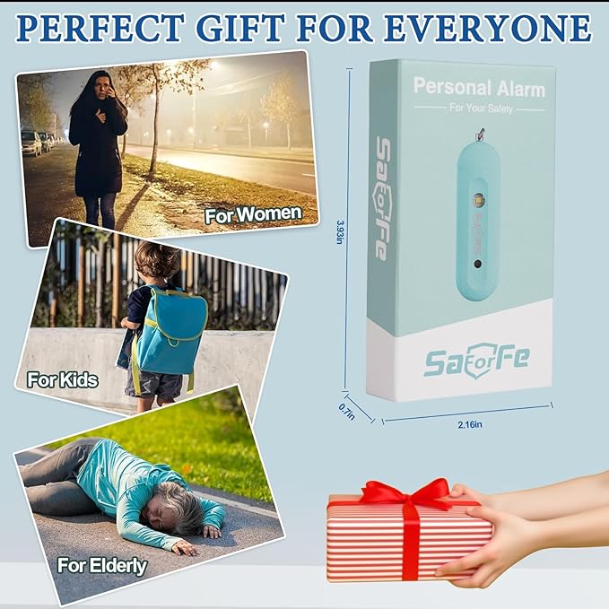 Personal Safety Alarm - Waterproof Rechargeable Security Alarm - 140dB Extra Loud Siren & Strobe Light - Self Defense Keychain - Gift for Women, Teenagers, College Girls, Seniors(Aqua+Black)