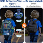 Bagseri Clear Backpack for Boys - 15 Inch Heavy Duty Kids Clear Bookbag for Kindergarten to Grade 2, Transparent School Bag with Reflective Strip, Fits Folders, Green Dinosaur