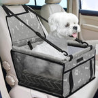 Dog Car Seat Foldable Dog Car Booster Seat Waterproof Breathable Oxford Travel Bag for Small to Medium Dogs, Puppies, and Pets-Pattern Grey+Mat
