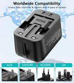 European Travel Plug Adapter, Travel Power Strip for US to EU France Germany Iceland Spain Italy, International Power Adaptor with 2 USB C, 2 USB A and Multi AC Outlets, Travel Essentials