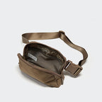 Pander Two Way Zipper Fanny Pack Nylon Everywhere Belt Bag for Women, Water Repellent Waist Packs, Crossbody Bags with Adjustable Strap (Gray Brown)