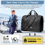 Travel Duffel Bag for Women, Carry-on Overnight Weekender Bags with Wet Pocket, For Spirit Airlines 18x14x8 Personal Item Bag,Small,Black