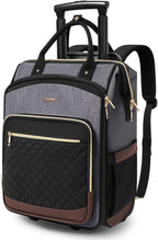 Rolling Backpack for Women, Travel Backpack with Wheels, Vertical Storage Wheeled Laptop Backpack, Underseat Carry on Luggage for College Business Work, Stylish Rolling Laptop Bag, Grey Brown