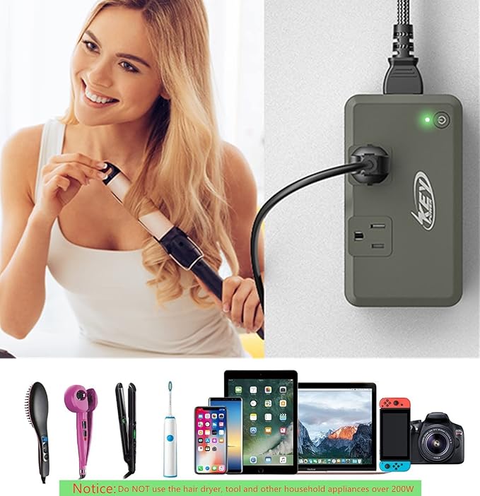 Key Power 220V to 110V Voltage Converter, 230W Step Down International Power Converter Adapter Combo with UK/AU/US/EU Travel Adapter.