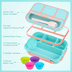 MaMix Bento Lunch Box - Adult & Kids Lunch Containers, 4 Compartment, 1300ML (Pastel Blue)