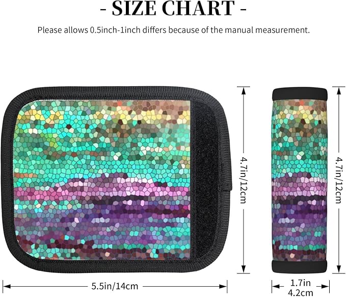 2 Pack Decorative Mosaic Purple and Teal Luggage Handle Wraps Suitcase Tags Identifiers for Travel Accessories