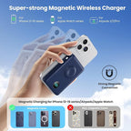6 in 1 Magnetic Portable Charger for iPhone with Built-in Cables, 10800mAh 25W PD Fast Charging Power Bank, 6 Outputs Travel Essential Battery Pack for iPhone 17/16/15/14/13/12,Apple Watch (Blue)