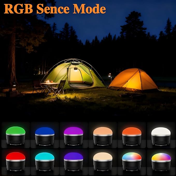 1000LM Camping Lantern Rechargeable, 11 Light Modes with RGB Color Changing Camping Lights, Portable Tent Light with Magnetic Base, Waterproof Emergency Hanging Light for Hurricane, Home, Camping