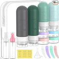 ME.FAN 18 Pack Travel Bottles for Toiletries, TSA Approved Travel Size Containers Set, Silicone Squeezable Portable Split Bottle, Travel Accessories for Conditioner, Shampoo, Lotion - Blue