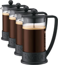 Bodum 12oz Brazil French Press Coffee Maker, High-Heat Borosilicate Glass, Black - Made in Portugal (Pack of 4)