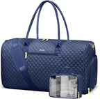 Women Weekender Travel Duffle Bag: Travel Duffel Overnight Bags with Shoe Compartment Large Carry on Tote with Toiletry Bag Weekend Traveling Yoga Gym Hospital Bag for Women with Wet Pocket Blue