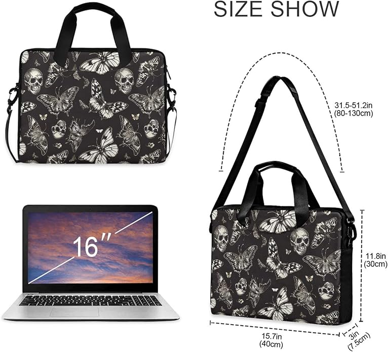 MNSRUU Laptop Bag for 15.6 inch Black Gothic Bats