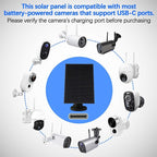 4W Solar Panels for Smart Security Camera, 2-Pack Solar Panels with Micro USB & USB-C Port for DC 5V Outdoor Rechargeable Battery Camera, IP65 Waterproof, 360° Adjustable Security Mount, Black