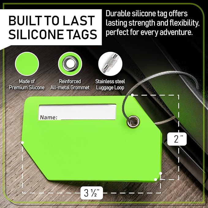 Untethered 4-Pack Luggage Tag Set | Durable Luggage Tags for Suitcases & Travel Bags | Bag Tag & Name ID Identifiers | Suitcase Tags for Easy Luggage Identification