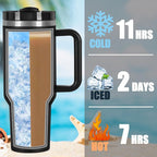 4 Pack 40 Oz Tumbler with Handle Bulk, Double Wall Vacuum Insulated Stainless Steel Tumbler with Lid and Straw, 40 oz cup with Silicone Spill Proof Stopper Set (Black)
