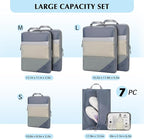 PFEYRPK Lightweight Compression Packing Cubes for Suitcases, Compressible Expandable Travel Packing Organizer with Clear Toiletries and Backpack Bag, Travel Essentials for Carry on Luggage 7 Set