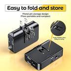ETwinCoo Black 2-Prong to 3-Prong Adapter, Swivel Polarized Grounding Converter with Flat Wall Plug, Fireproof 3-Outlet for Household Use (2 Pack)