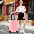 Krute Carry On Luggage 20 inch Aluminum Frame Luggage with Spinner Wheels Hardshell No Zipper PC+ABS TSA Lock Zipperless Suitcases Pink