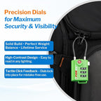 Forge TSA Approved Luggage Locks, Re-settable Combination with Alloy Body(Green 2 Locks)