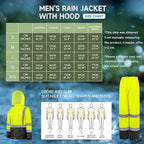 Men's Hi Vis Safety Rain Jacket Reflective Rain Suits For Men Waterproof Breathable Lining Oxford Fabric Work Wear