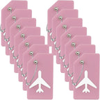 14 Pack Silicone Luggage Tag for Suitcases with Stainless Loop, TSA Approved, Privacy Protection Travel Essentials Bag Tags by Gostwo, Pink