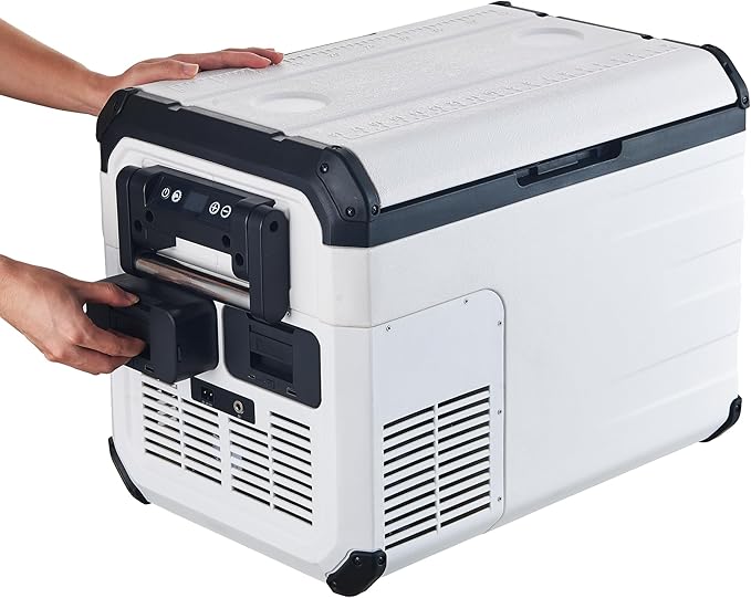 Explorer Bear Urban Series 48QT/45L 12V/24V Portable Battery Powered Electric Cooler Fridge Freezer Powered by LG Compressor (Battery Not Included)