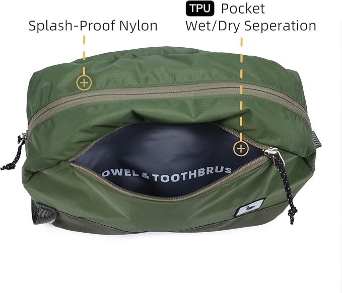 Travel Toiletry Bag 5L, Compact Travel Organizer with Waterproof TPU Wet/Dry Compartment