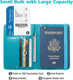 Passport Holder for Travel Men, RFID Blocking Passport Wallet Cover Case, Waterproof Leather Travel Wallet for Men Women, Document Protector for Traveling Accessories-Lake Blue