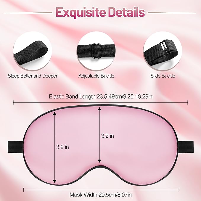 Sleep Mask, Silk Eye Mask for Sleeping with Adjustable Strap, Blindfold Eyeshade for Men & Women, Comfortable & Soft Eye Cover Eyeshade for Night Sleep (Rose Pink)