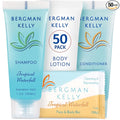BERGMAN KELLY Hotel Toiletries Bundle (Tropical Waterfall, 1 oz each, 200 Pieces) 4-Piece Set: 50 Rectangular Bar Soap, 50 Shampoo, 50 Conditioner & 50 Body Lotion - Bulk Mini Guest Amenities