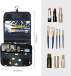 Lcsmaokin Large Capacity Toiletry Bag Travel Bag with Hanging Hook for Men and Women Waterproof Travel Cosmetic Bag Bathroom Storage Bag for Brushes Set,Full-Sized Shampoo,Accessories-Black Lemon