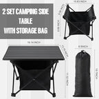 Tatuo 2 Pack Portable Camping Side Table with Storage Bag Lightweight Small Folding Beach Table for Sand Outdoor Aluminum Camping Tent Table Compact Picnic Table for BBQ Hiking Fishing Beach Travel