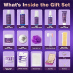 Mothers Day Gifts for Women, 25Pcs Lavender Bath and Body Gift Basket, Facial Skin Care Set, Spa Kit, Self-Care Set, Home Spa Basket set, Necklace, Birthday, Christmas, Mother Day, Anniversary