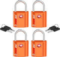 Forge Small TSA Approved Luggage Locks: Ultra Secure Dimple Key Travel Locks Alloy Body. for Luggage, Travel Cases, Backpacks, Orange 4 Pack.