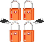 Forge Small TSA Approved Luggage Locks: Ultra Secure Dimple Key Travel Locks Alloy Body. for Luggage, Travel Cases, Backpacks, Orange 4 Pack.