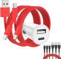 USB C Car Charger for iPhone 17 16 15 Pro Max, 40W Dual Port USB-C & USB-A Car Fast Charging Adapter, 2X6.6FT C to C Cable & A to C Carplay Cable for iPhone 17 16 15 Series/iPhone Air,iPad,Samsung-Red