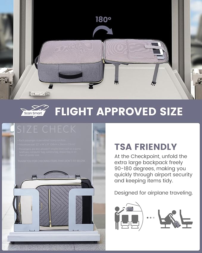 LOVEVOOK Large Travel Backpack for Women, 50L Carry on Backpack Airplane Approved, TSA Personal Item Travel Bag for Women fits 18" Laptop, Waterproof Carry on Bags for airplanes with 3 Packing Cubes