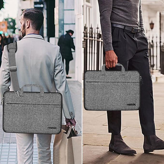 Hseok Laptop Shoulder Bag 13-14 inch Shockproof Water-Resistant HandBag with Small Case Compatible with MacBook Pro/Neo 14" M5/M4/M3/M2/M1, Mac Air/Pro 13.3", XPS 13/14, Most 13"-14" PC,Gray-black