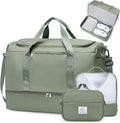 Extra Large Travel Duffle Bag,Carry on Overnight Weekend Bag with Shoes Compartment,Weekender Bags for Women for Travel Business Trips Sport Hospital,3 Pcs Set,Olive Green