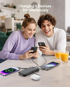 Portable Charger Built-in Cables and AC Wall Plug, 10000mAh 22.5W PD Fast Charging Power Bank, Lightweight Compact Battery Pack Travel Essentials for iPhone 17/16/15/14/13 Series,Samsung,Tablets