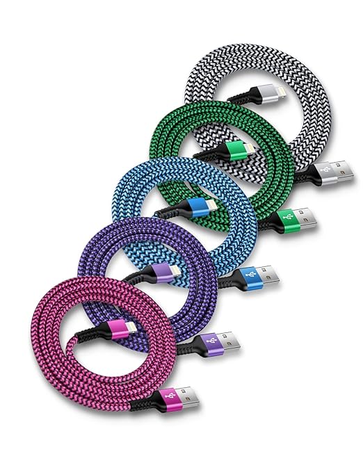 Lightning Charger-10Ft, 5Pack USB A to Lightning Cable for iPhone 14 Pro Max 14Pro 14 13 13Pro 12 Max 12Pro 11 Mini 11Pro SE X XR XS 8 Plus 7 6 6s Apple Certified Phone Charging Power Cord Wire