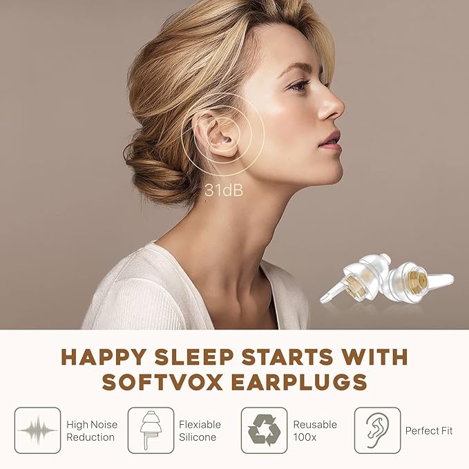 Small Ear Plugs 2 Pairs, Soft Silicone Noise Reduction Earplugs for Adults Kids 12+, Sound Blocking Earbuds for Sleeping, Snoring, Work, Concerts, Music,Travel,Motorcycle
