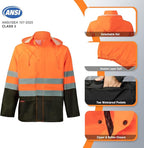 ProtectX High Visibility Waterproof Rain Gear for Men and Women, Hi Vis Reflective Safety Rain Jacket and Pant Suits Workwear