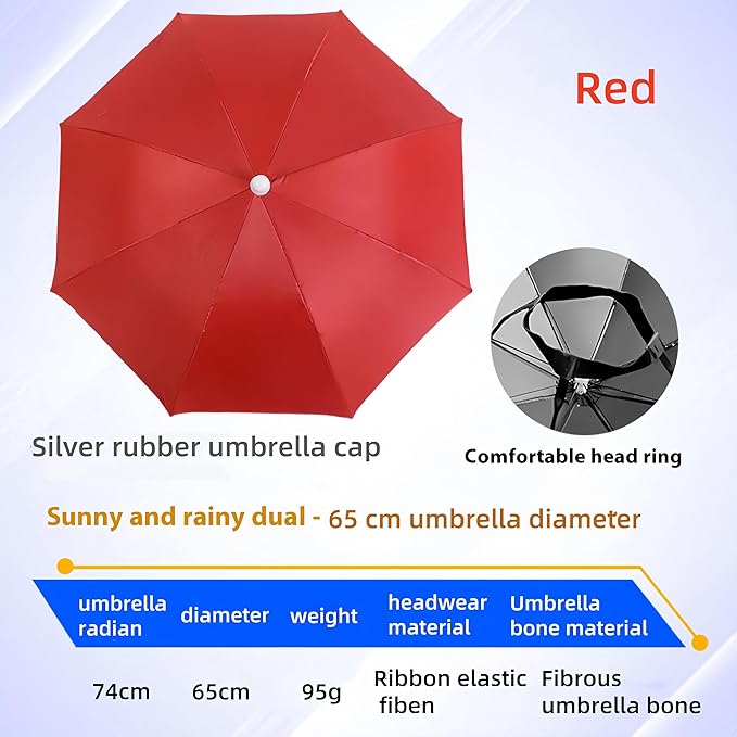 3 Pack Umbrella Hat, Sports Head Umbrella Hats for Adult Women, 26" Diameter Folding Waterproof Rainbow Fishing Headwear for Outdoor Party Beach Hiking