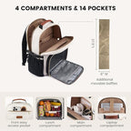 LOVEVOOK Lunch Backpack with Lunch Compartment,17 Inch Laptop Work Travel Insulated Cooler Backpack,Waterproof College Teacher Lunch Bag Box with Tumbler Holder,Gifts for Men Women,Beige-Black-Brown